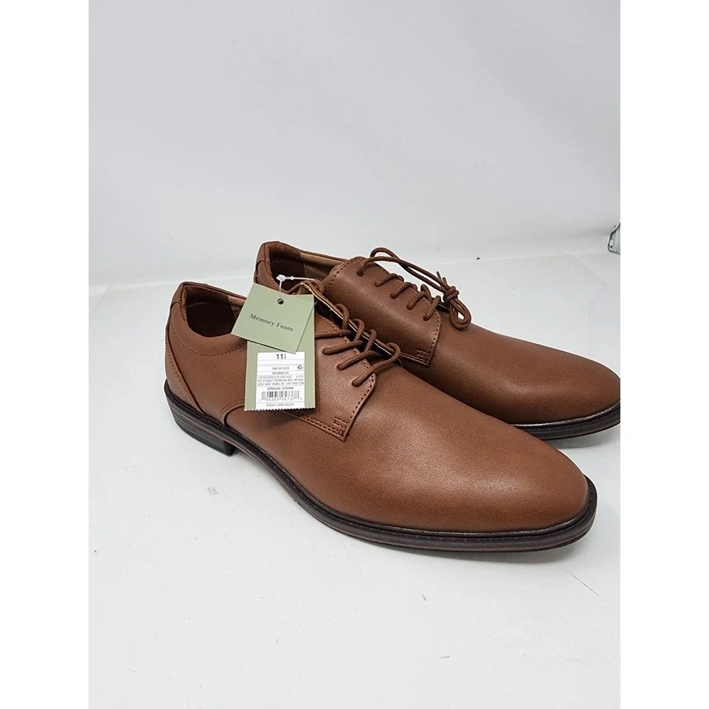 Goodfellow & Co Leo Mens Brown Memory Foam Derby Dress Shoes Size 11.5‎ NWT